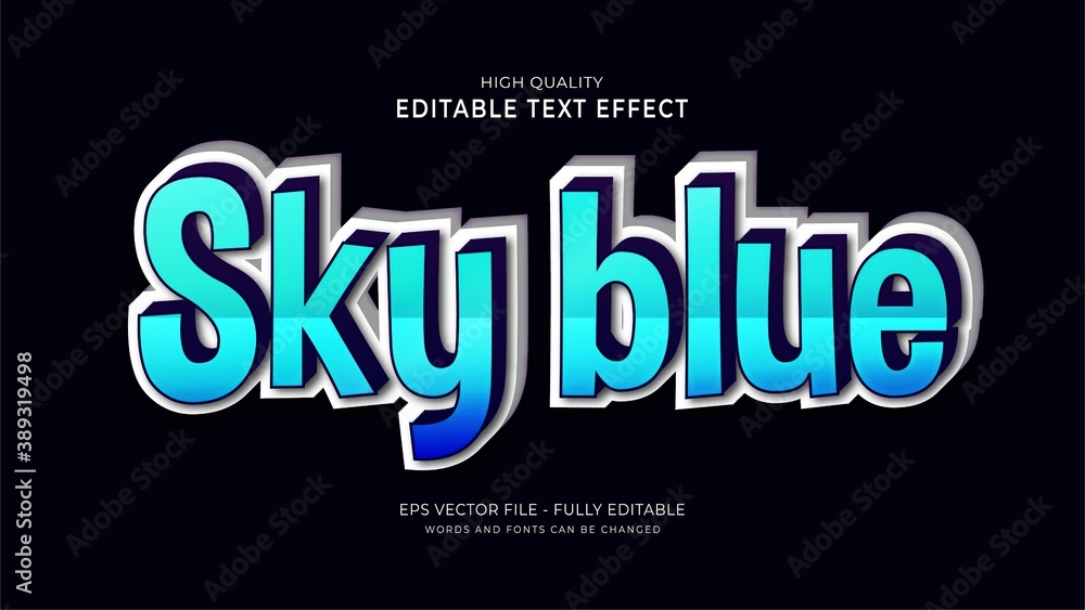 Obraz premium editable sky blue text style effect.editable game font effect.