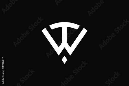 WT logo letter design on luxury background. TW logo monogram initials letter concept. WT icon logo design. TW elegant and Professional letter icon design on black background. T W WT TW photo