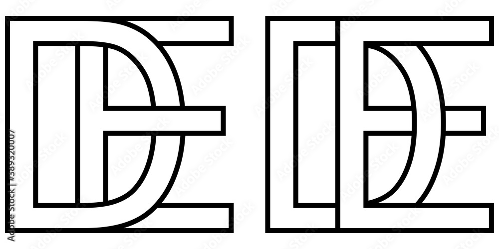Logo de ed icon sign two interlaced letters D e, vector logo de ed first capital letters pattern alphabet d e