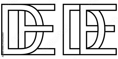 Logo de ed icon sign two interlaced letters D e, vector logo de ed first capital letters pattern alphabet d e