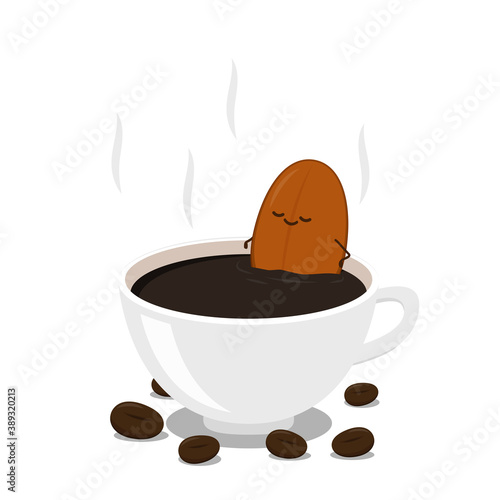 Coffee bean character design. Coffee seed vector. Coffee jar.