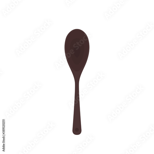Spoon vector. Wood Spoon on white background. black spoon vector.