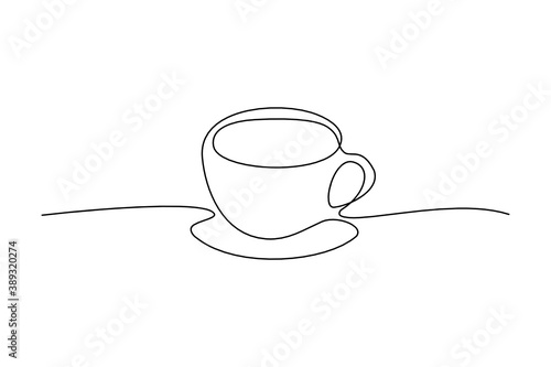 Continuous line drawing of coffee cup.