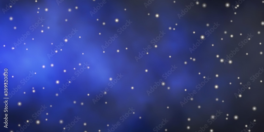 Fototapeta premium Dark BLUE vector background with small and big stars.