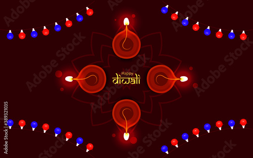 Indian Festival Diwali or Deepawali Greeting Card Background ! Happy Diwali ! photo