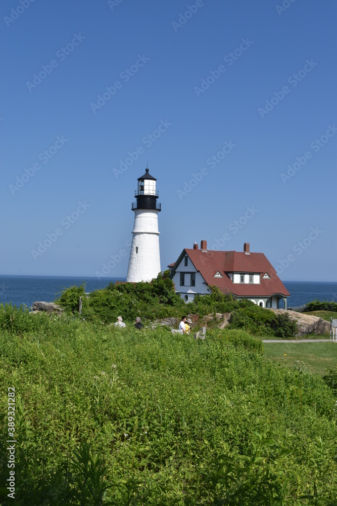 The scenic Portland headlight lighthouse in Maine