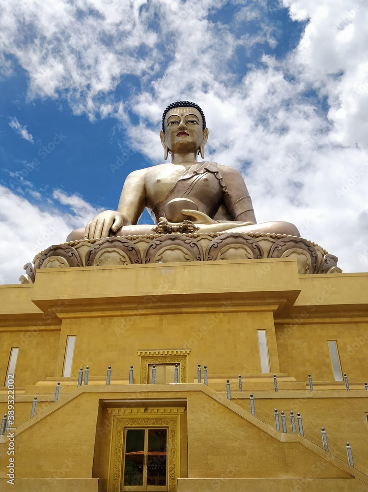 Naklejka premium The giant statue of Lord Buddha in the Buddha Dordenma temple in Bhutan