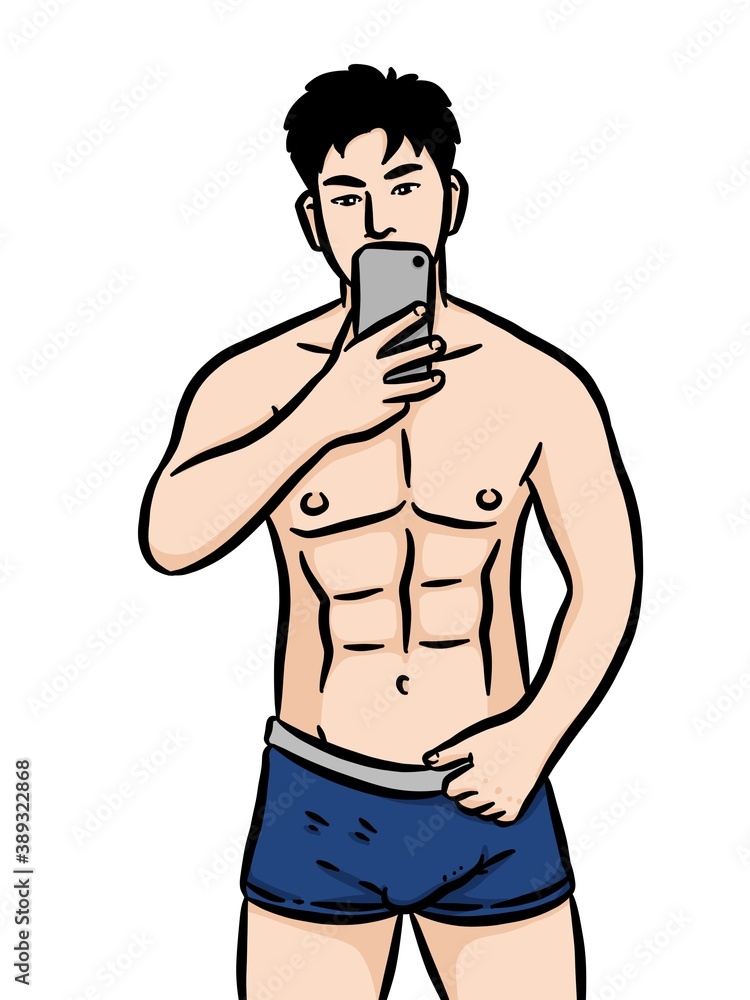 Fototapeta premium cartoon cute man on white background