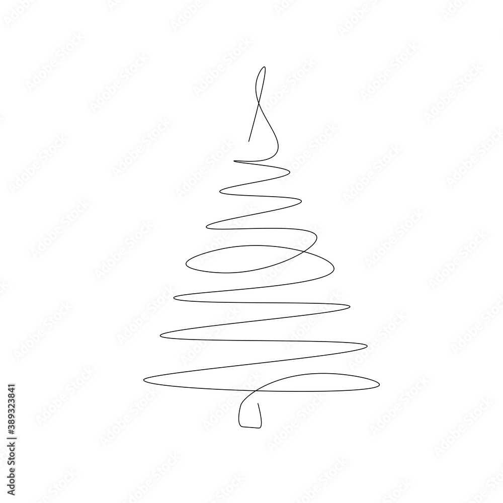 Christmas tree one line drawing, vector illustration Christmas tree one line drawing, vector illustration
