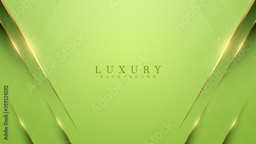 Green luxury background with golden lines, modern 3D style backdrop. illustration from vector about modern template deluxe design.