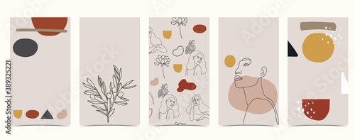 Chic background for social media with shape, woman,color on white background