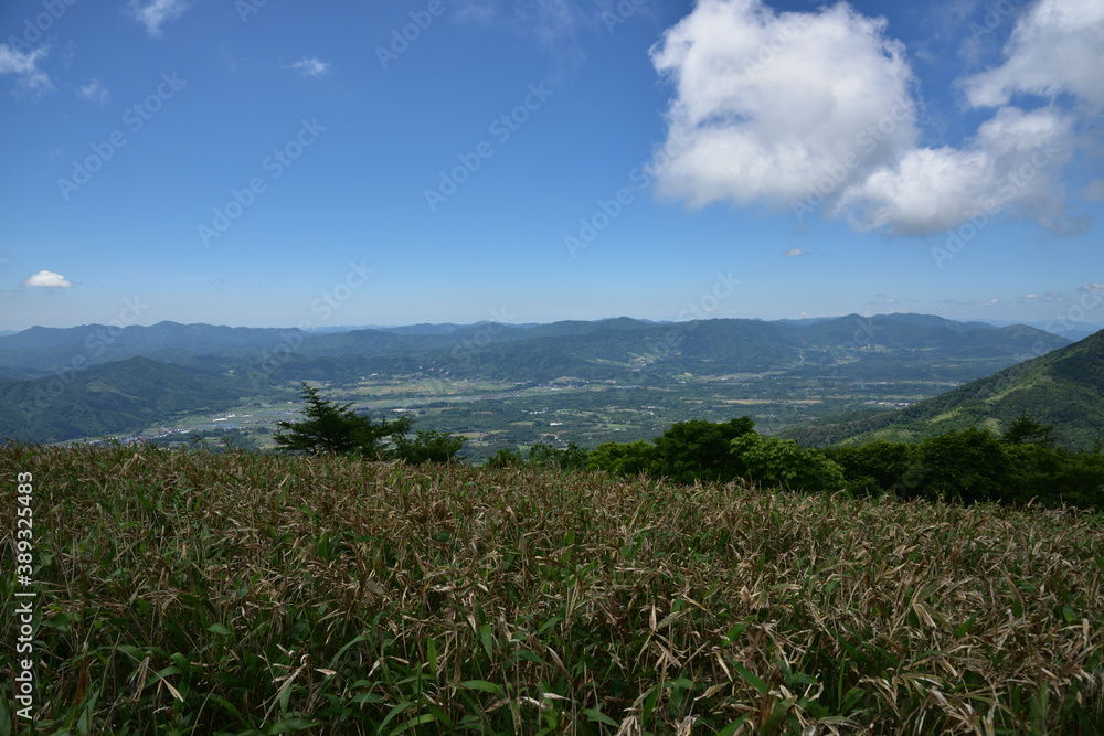 日本の岡山県の蒜山高原の美しい風景 日本の岡山県の蒜山高原の美しい風景