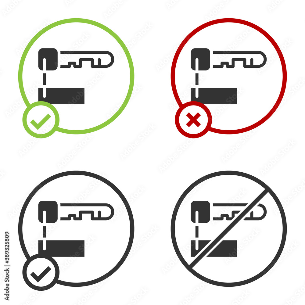 Black Marked key icon isolated on white background. Circle button. Vector Illustration. Black Marked key icon isolated on white background. Circle button. Vector Illustration.