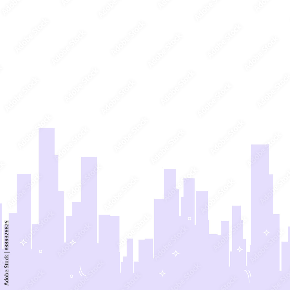 Silhouette cityscape skyscrapers and high buildings. Vector flat cartoon style