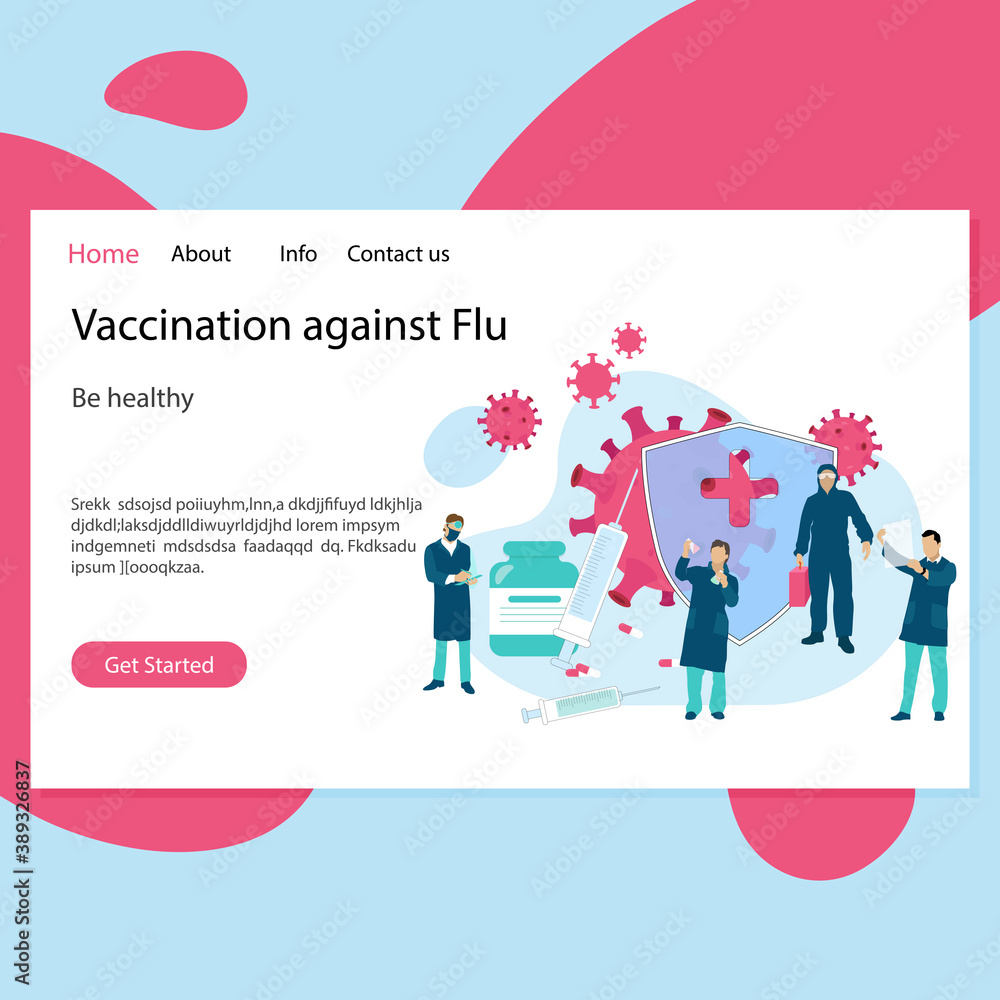 Landing page vaccination against flu and virus