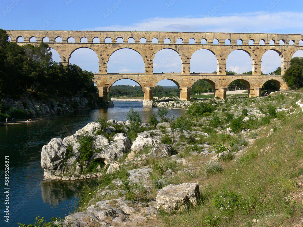 The Pont du Gard is an ancient Roman aqueduct in Southern France