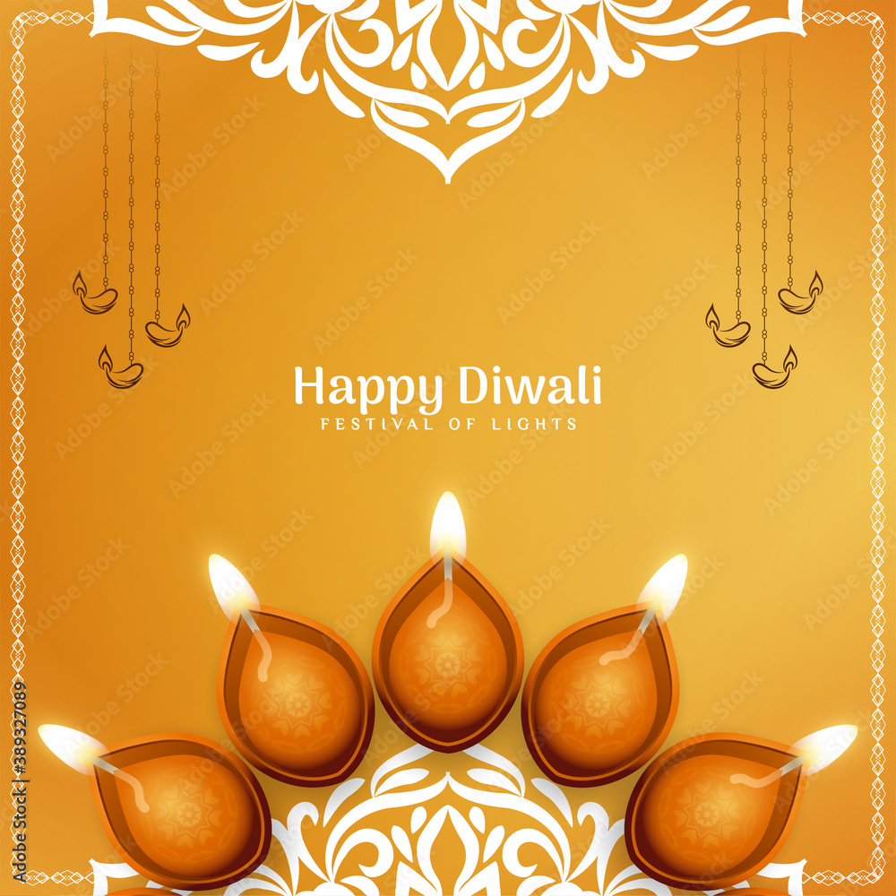 Happy Diwali festival stylish yellow classic background Stock Vector |  Adobe Stock