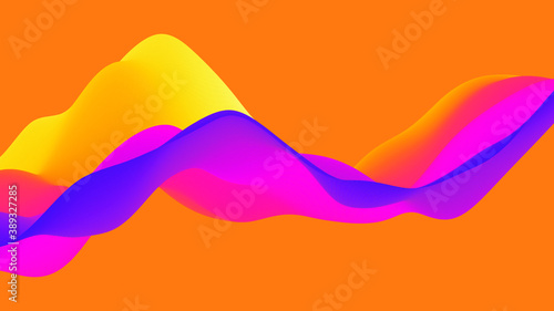 Abstract wavy background with modern gradient colors. Trendy liquid design. Hills silhouette. Abstract background. Vector illustration.