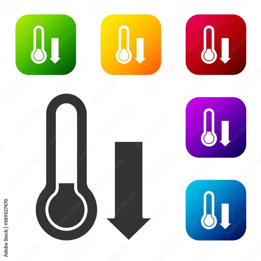 Black Meteorology thermometer measuring icon isolated on white background. Thermometer equipment showing hot or cold weather. Set icons in color square buttons. Vector. Black Meteorology thermometer measuring icon isolated on white background. Thermometer equipment showing hot or cold weather. Set icons in color square buttons. Vector.
