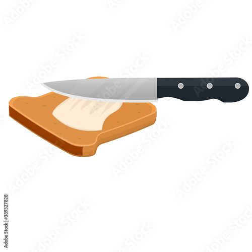 Butter on bread. Spread butter on bread, vector illustration