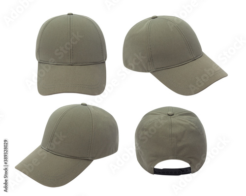 White baseball cap mockup front and back view isolated on white background with clipping path.