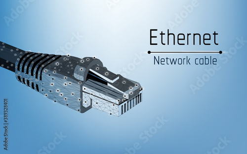 ethernet network cable, socket type rj45, internet,100mbps and more, web,be always online,connect to computer ,access to mobile apps, web site, vector illustration, triangle,plexsus,low poly,dot