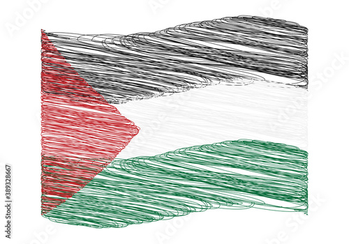 Bandera de Palestina, verde, negra, blanca y roja. photo