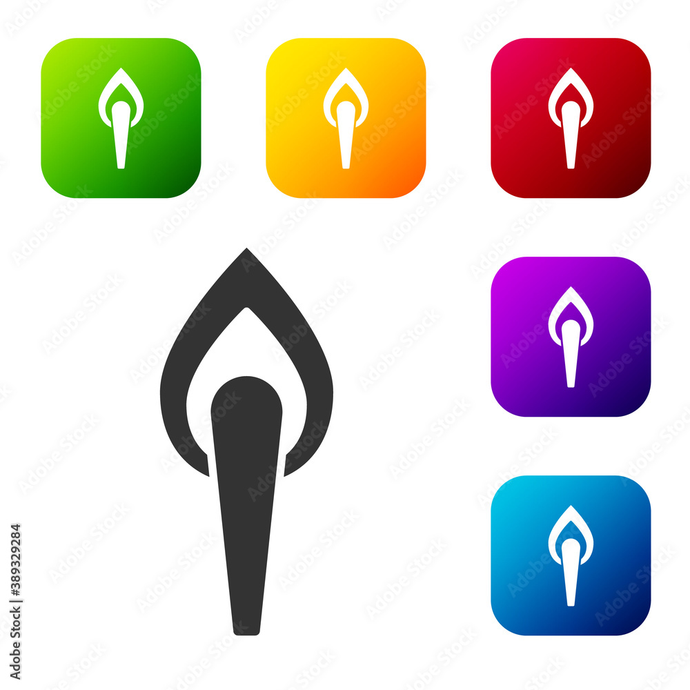 Black Torch flame icon isolated on white background. Symbol fire hot, flame power, flaming and heat. Set icons in color square buttons. Vector. Black Torch flame icon isolated on white background. Symbol fire hot, flame power, flaming and heat. Set icons in color square buttons. Vector.