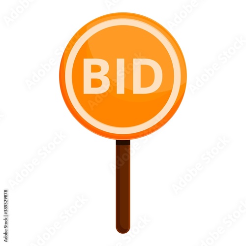 Bid paddle icon. Cartoon of bid paddle vector icon for web design isolated on white background