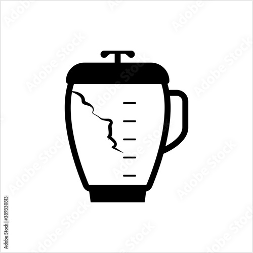 Cracked Broken Blender Mixer Jar Icon, Kitchen Home Electric Appliance
