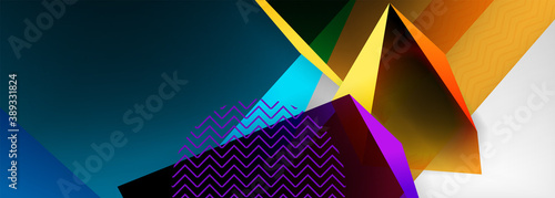 Low poly 3d geometric shapes, minimal abstract background. Vector illustrations for covers, banners, flyers and posters and other