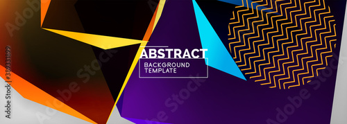 Low poly 3d geometric shapes, minimal abstract background. Vector illustrations for covers, banners, flyers and posters and other