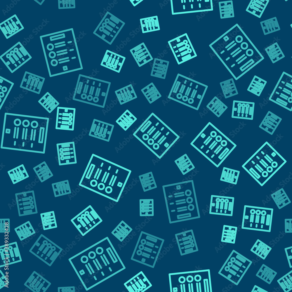 Green line Coffee menu icon isolated seamless pattern on blue background. Design a menu for the cafe, a restaurant, coffee shop. Vector Illustration. Green line Coffee menu icon isolated seamless pattern on blue background. Design a menu for the cafe, a restaurant, coffee shop. Vector Illustration.