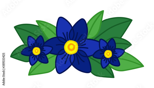 Blue forget-me-not flower wreath isolated white background