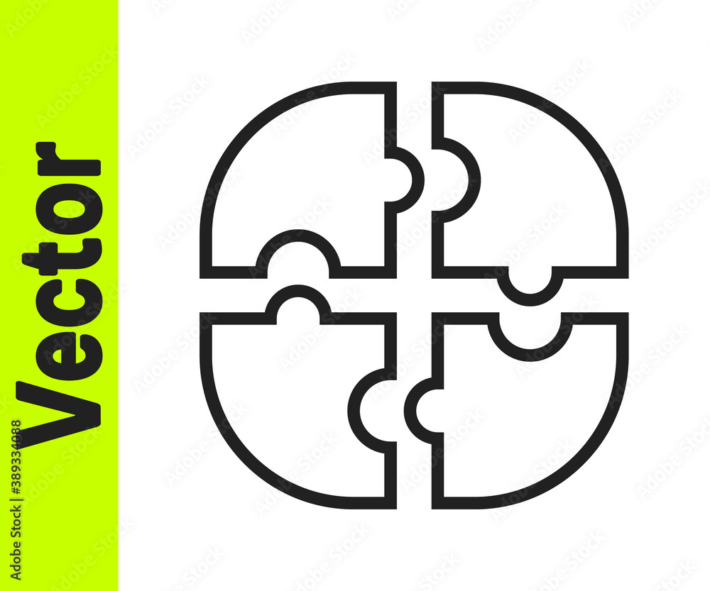 Black line Piece of puzzle icon isolated on white background. Business, marketing, finance, template, layout, infographics, internet concept. Vector. Black line Piece of puzzle icon isolated on white background. Business, marketing, finance, template, layout, infographics, internet concept. Vector.