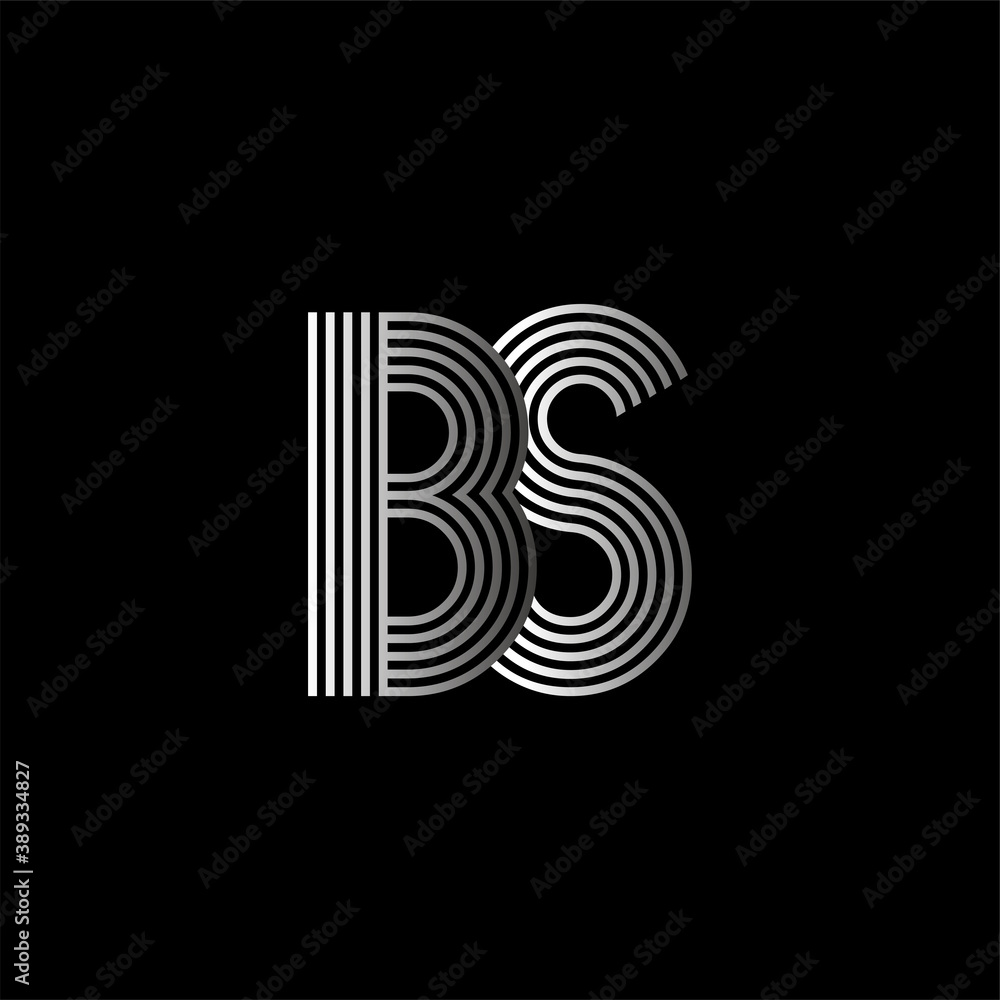 Initial letter logo BS linked white colored, isolated in black background. Vector design template elements for company identity. Initial letter logo BS linked white colored, isolated in black background. Vector design template elements for company identity.