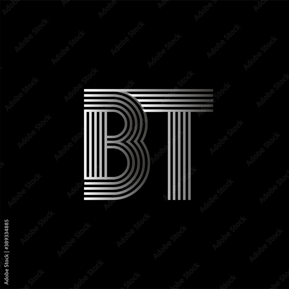 Initial letter logo BT linked white colored, isolated in black background. Vector design template elements for company identity. Initial letter logo BT linked white colored, isolated in black background. Vector design template elements for company identity.