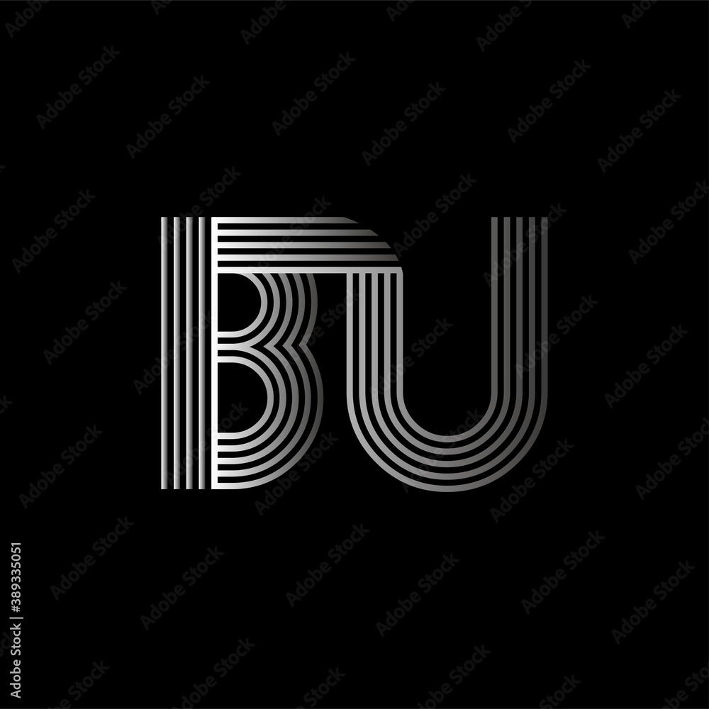 Initial letter logo BU linked white colored, isolated in black background. Vector design template elements for company identity.