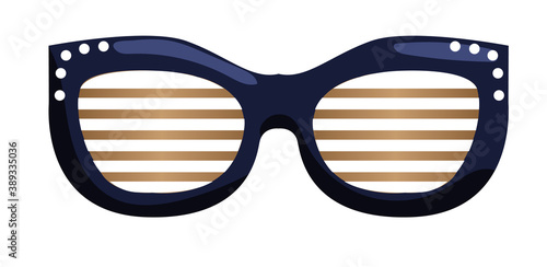 Female spectacle frame with golden strip isolated on white