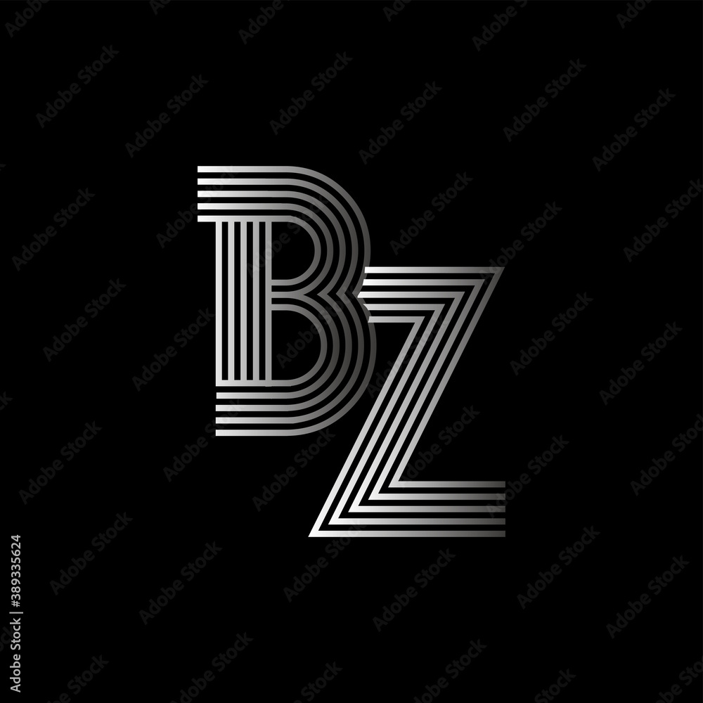 Initial letter logo BZ linked white colored, isolated in black background. Vector design template elements for company identity. Initial letter logo BZ linked white colored, isolated in black background. Vector design template elements for company identity.