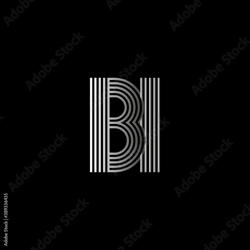 Initial letter logo BI linked white colored  isolated in black background. Vector design template elements for company identity.