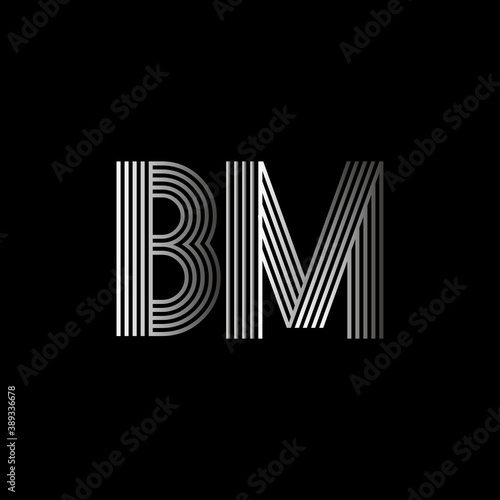 Initial letter logo BM linked white colored, isolated in black background. Vector design template elements for company identity.