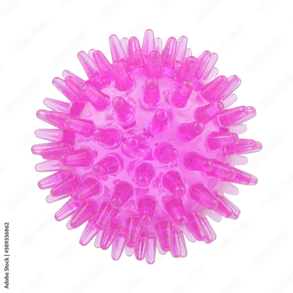 Spiny pink ball or corona virus trendy conceptual photo on white background Spiny pink ball or corona virus trendy conceptual photo on white background