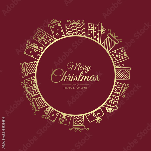 Merry Christmas Abstract Card with presents. Xmas sale, holiday web banner.