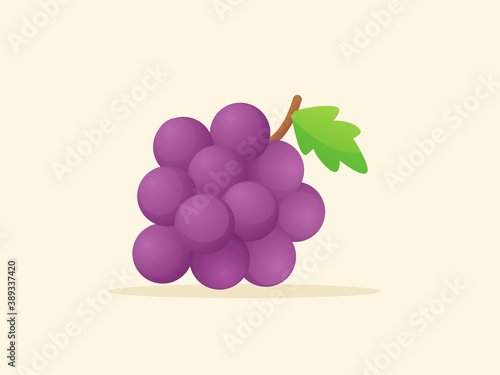 Grape fruit fresh juicy vitamin nutrition fiber white isolated background with flat color style