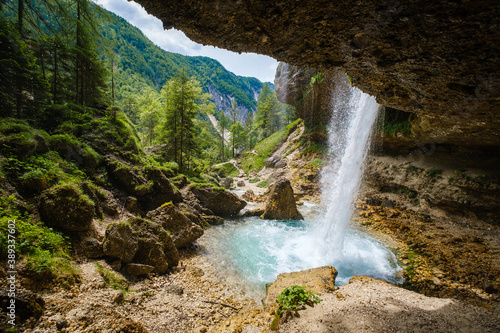 Beautiful Pericnik waterfall in Triglav National Park in Slovenia photo