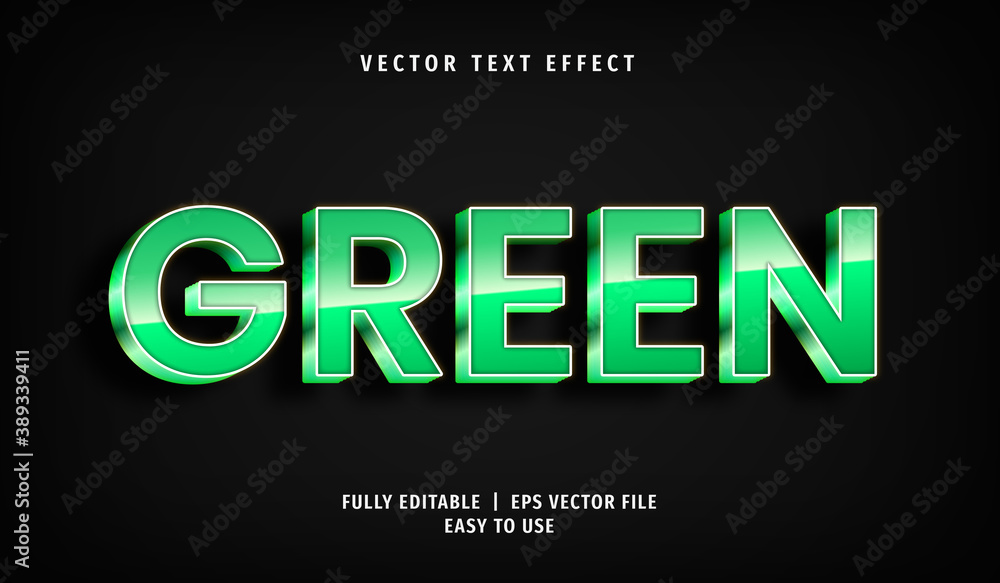 3D Green Text effect, Editable Text Style