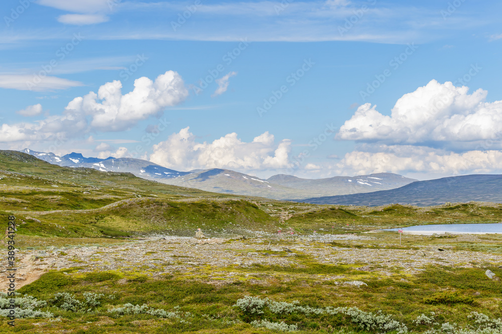 Mountainous landscape view in the swedish mountains
