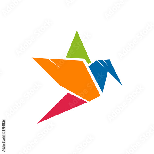 Origami bird logo design template