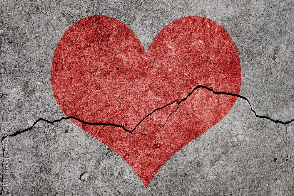 Damaged wall. Gray background with crack Damaged wall. Gray background with crack